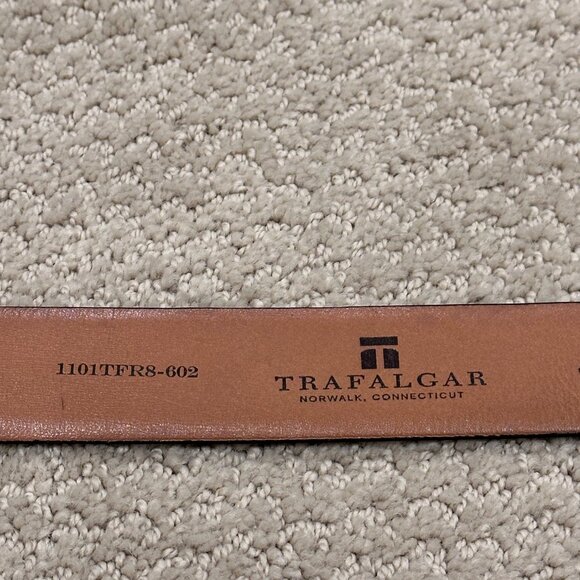 Trafalgar Cameron Leather Dress Belt Mahogany Brown Burnished Size 44 #1101TFR8 - Picture 6 of 15